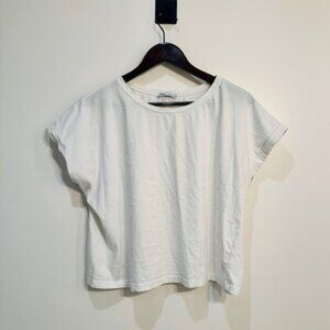 Zara White Cropped T-Shirt - Women's L